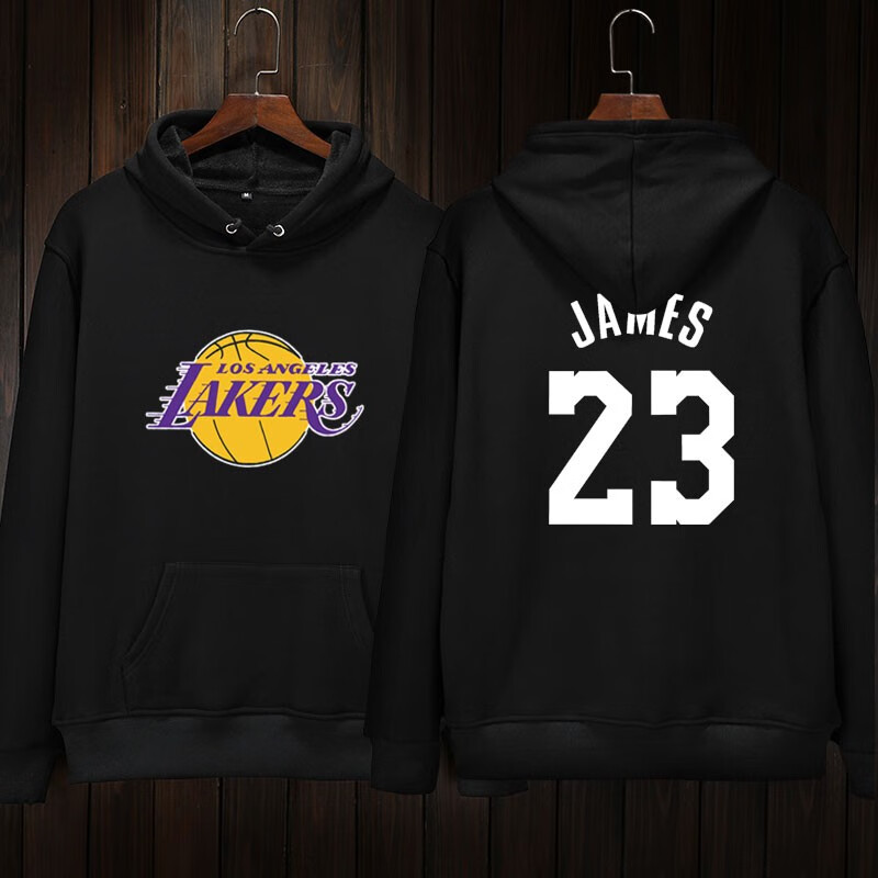 湖人队23号詹皇运动服卫衣男女春秋冬季薄款篮球迷长袖外套加绒厚款