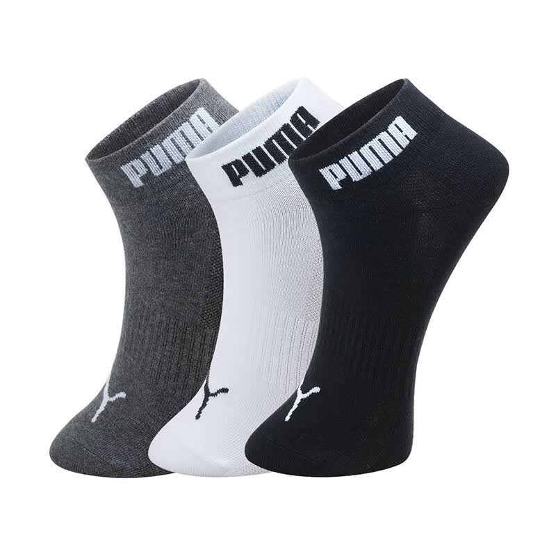 puma彪马袜子男短筒夏季百搭款透气吸汗休闲袜情侣同款3双装 白色