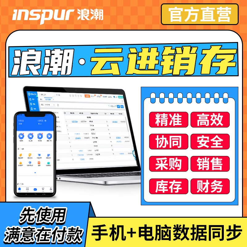 浪潮（INSPUR）云进销存管理软件erp仓库管理系统出入库库存销售网页版非终身版 【标准版 3用户/1账套】可多用户