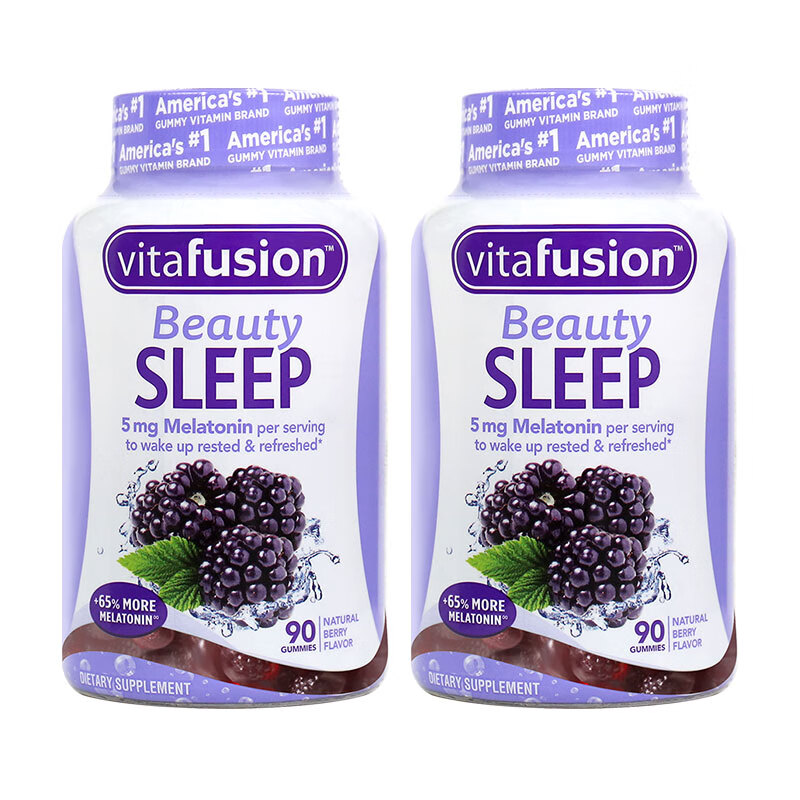 vitafusion褪黑素睡眠软糖 sleep well 睡眠 5mg含量褪黑素 90粒*2【组合】