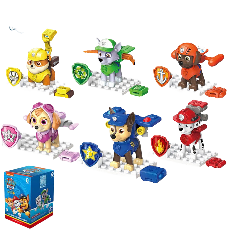 汪汪队立大功汪汪队儿童回力车公仔动漫玩具套装巡逻车儿童变形总部地下修车库 130701盲盒6只装全家福