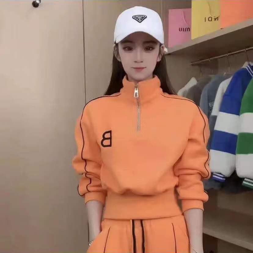 夹谷145小个子套装显高150cm矮个穿搭时尚字母卫衣卫裤2023新款印花休