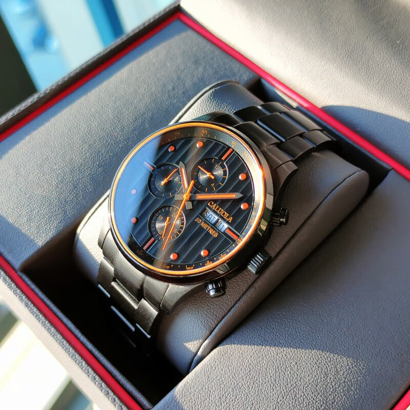 卡罗莱(caluola)全自动机械表手表运动男表防水多功能时尚真皮带精钢