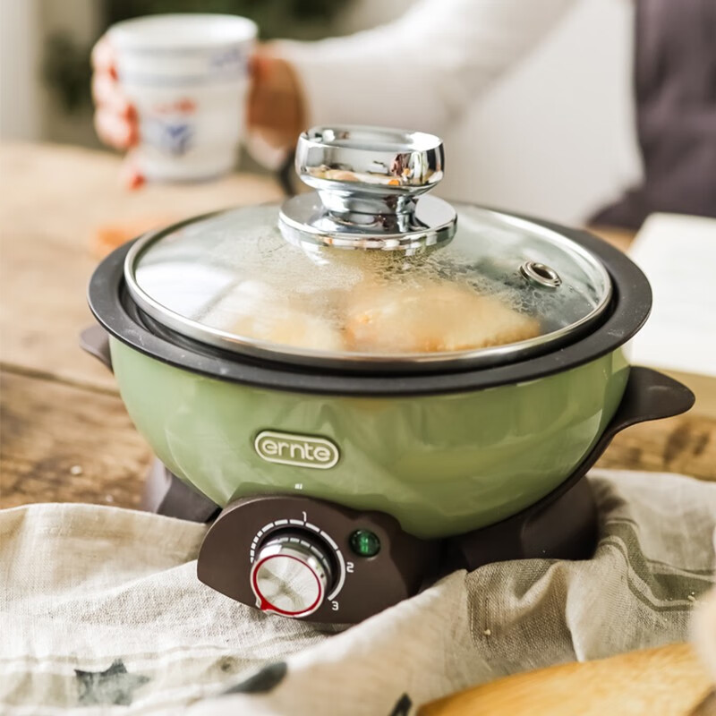 德国ernte电火锅多功能料理锅电煮锅宿舍煮面锅煎烤刷三用电蒸锅小型