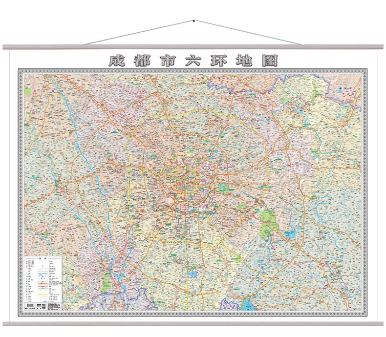 2024年新 成都市地图 城区六环 政区交通图 约1.5米*1.1米