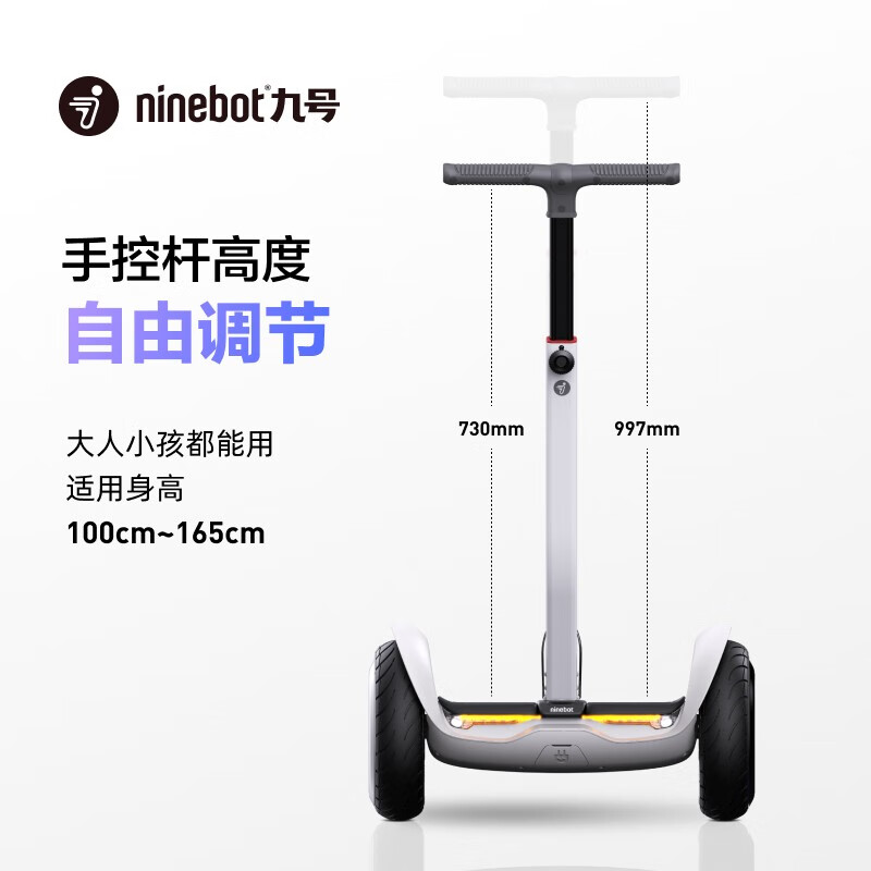 九号（Ninebot） 电动平衡车L系列 儿童平衡车智能思维车双轮9号电动车成人体感车手控腿控车 L8黑色+手扶杆