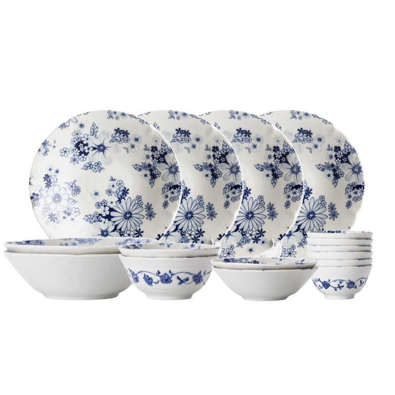 陶趣居有古窯復(fù)古日本進口陶瓷餐具日式菜盤餐盤盤子花聚會釉下彩菜盤 花聚會16頭組合（無禮盒） 0英寸