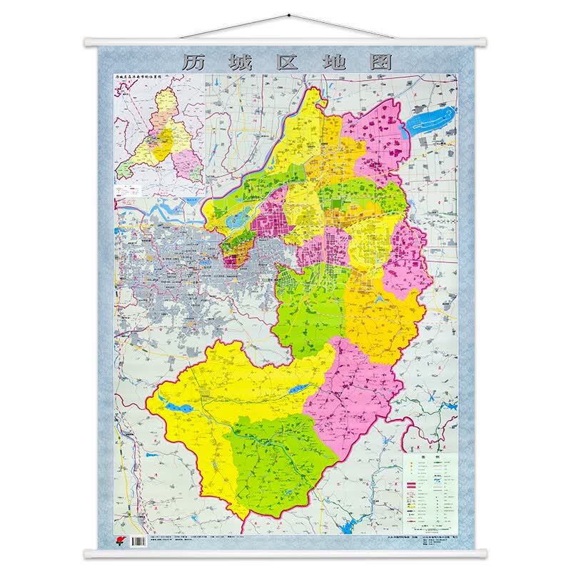 【现货速发】 历城区地图 带杆约1.1*0.8米 山东省济南市历城区地图 行政图 政区图