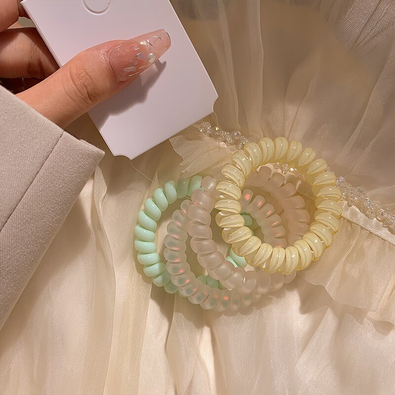 八角玫电话线发圈韩国ins网红无痕头绳2023年新款发绳小皮筋女扎头发