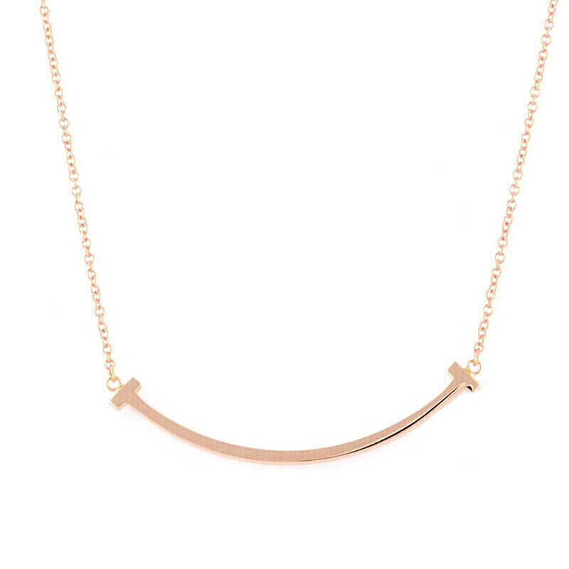 蒂芙尼 tiffany & co t系列 mini时尚笑脸玫瑰金色项链 35189432