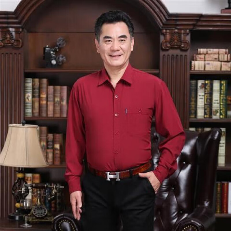 贝吉棋春秋夏中老年人长袖衬衫男加肥加大爸爸装60岁70爷爷老人宽松