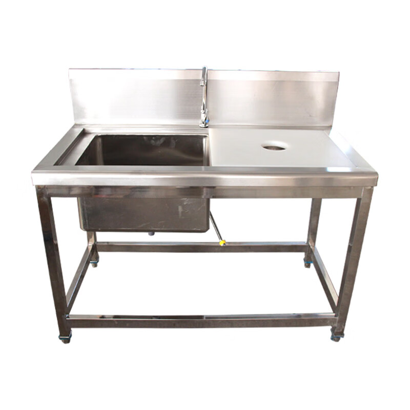 不锈钢杀鱼台加厚水槽池单双星盆超市生鲜设备 杀鱼台1200x600带砧板