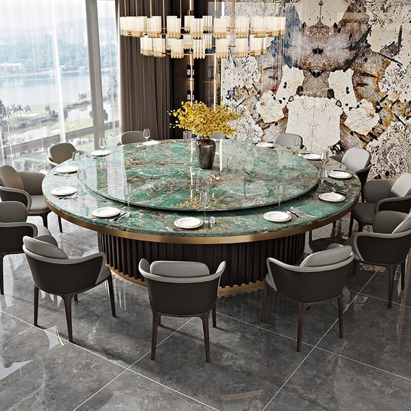 餐桌大圆桌饭店会所转盘20人火锅桌椅定制 更多尺寸可定制-价格询客服