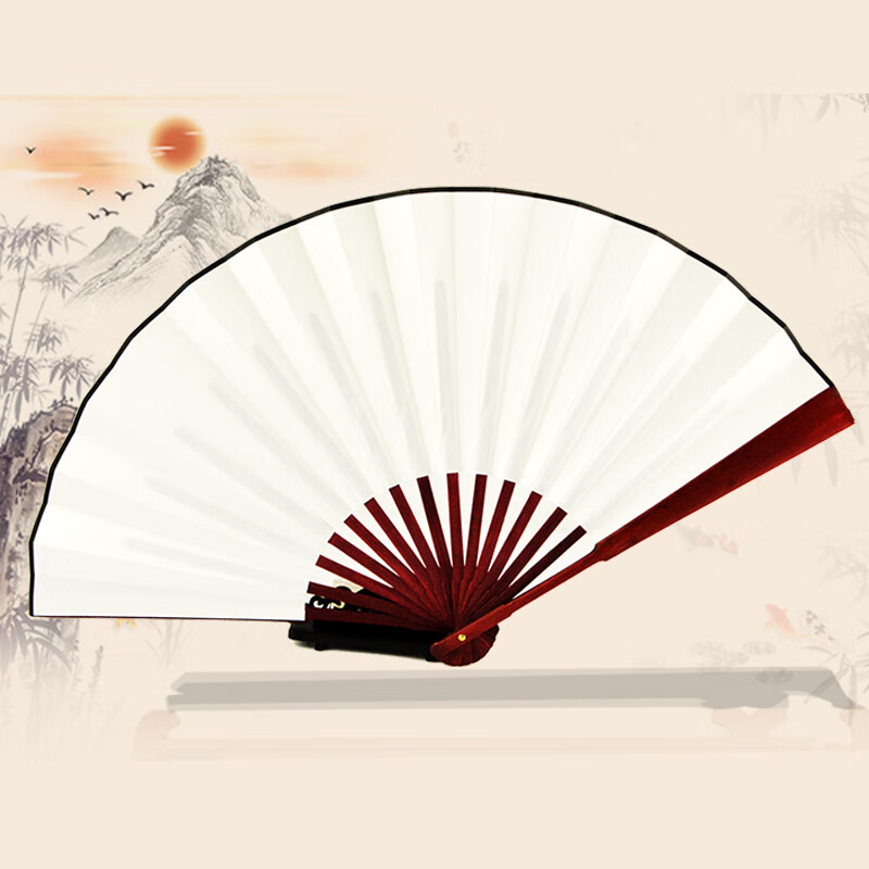 神至 折扇空白 折扇中国风双面和风空白绢布礼品扇广告扇子定制SN5441 8寸双面白色