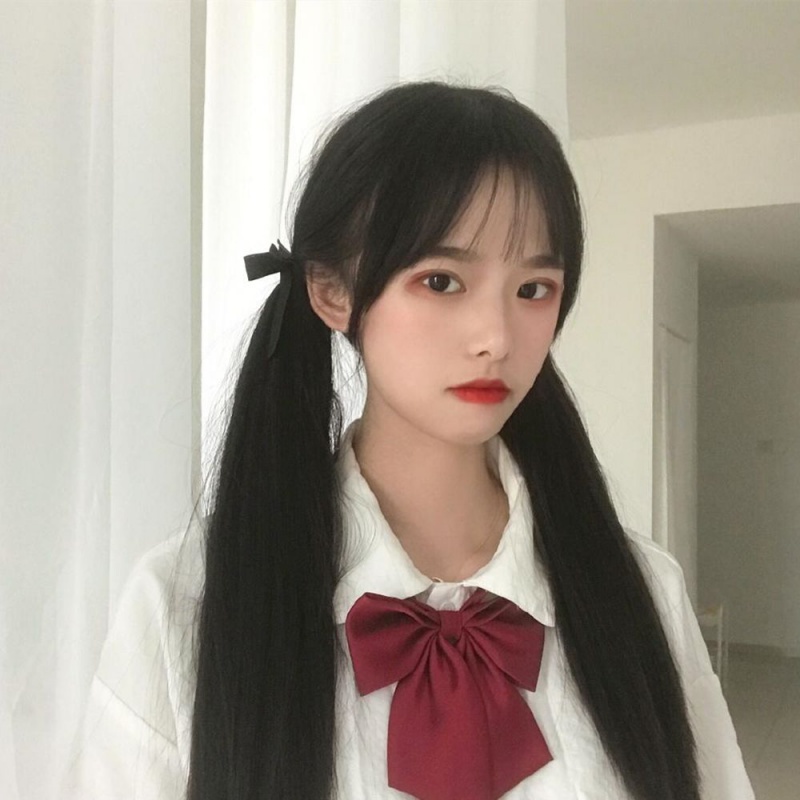 唐妮  JK假发女高双马尾lolita日系绑带式萝莉软妹可爱辫子发饰 【长直款】黑色-绑带款-50cm 1条装高性价比高么？