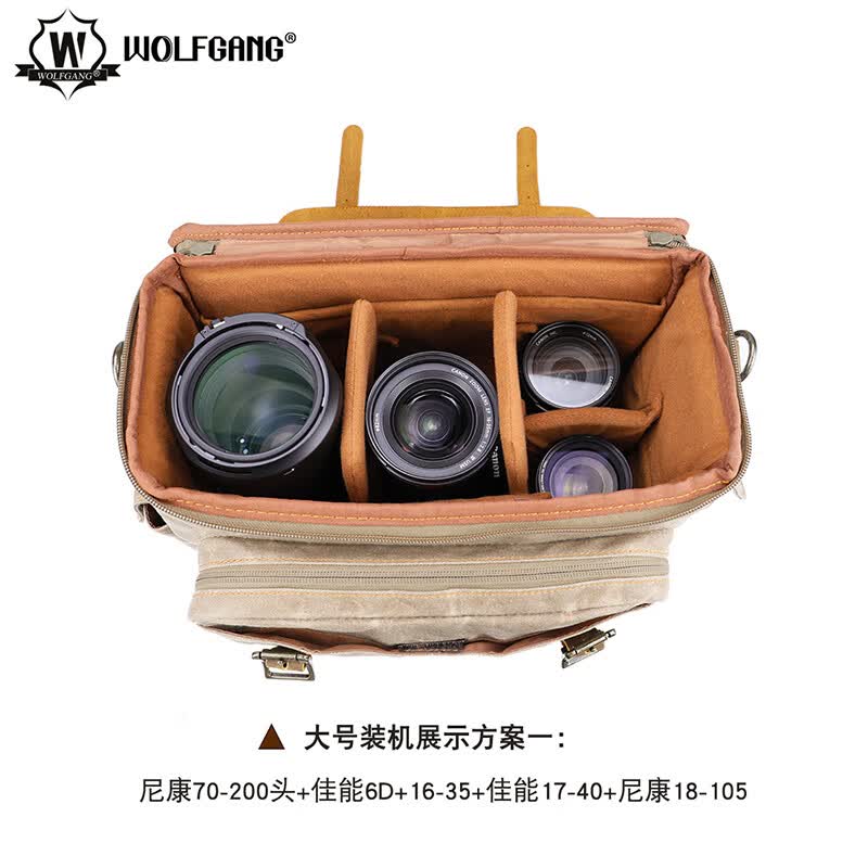 沃尔夫冈(WOLFGANG) 双肩背 单肩背 相机包 微单包 单反包摄影包 【DF-030大号单肩包】 佳能 尼康 索尼 富士单反/微单相机专用