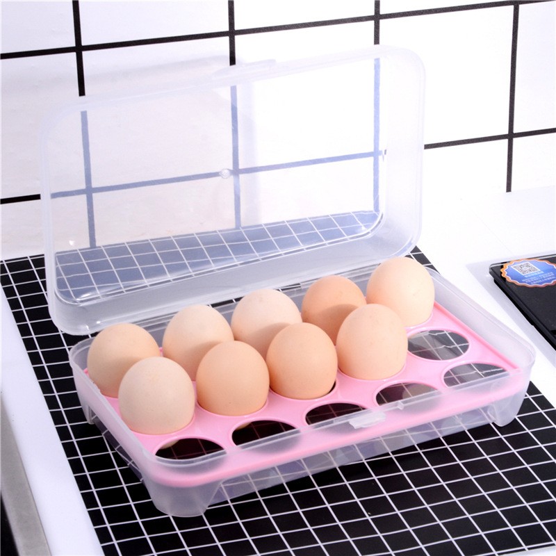 野稻15格鸡蛋防碰撞收纳盒冰箱鸡蛋收纳保鲜盒 便携式鸡蛋格蛋托春节 15格鸡蛋盒2个（随机颜色）