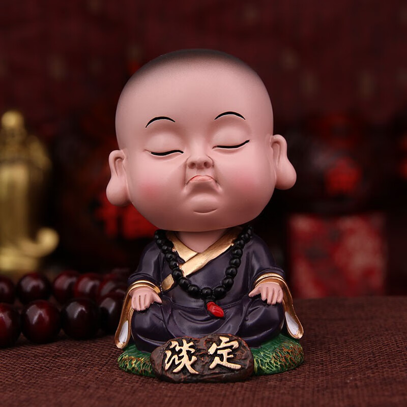小和尚摆件禅意车载创意可爱办公室桌面装饰品摇头公仔生日礼物送朋友