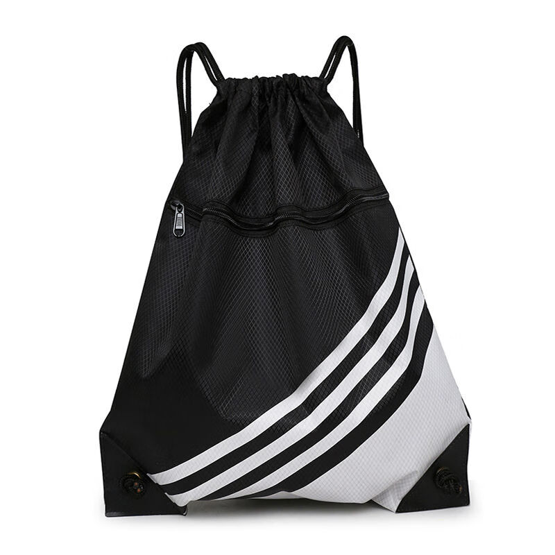 篮球袋足球包训练包束口袋抽绳双肩包户外运动健身背包防水 黑色斜杠