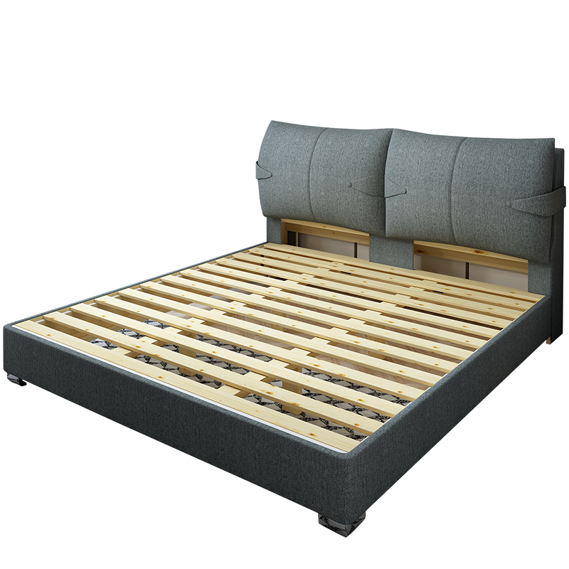 慕胜床 布艺床北欧双人床简约现代 布床可拆洗软靠实木储物婚床 单床(颜色备注) 床+椰棕床垫+床头柜*2(颜色备注) 框架结构1800*2000mm