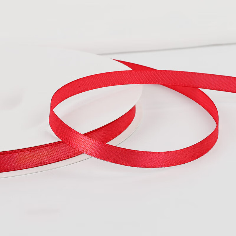 脉秀6mm细缎带丝带手工diy蝴蝶结装饰彩带礼品盒包装丝带 红色0.