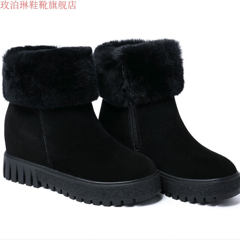 大棉鞋女东北女士雪地靴防滑防寒内增高雪地靴女冬季短靴保暖加绒短筒