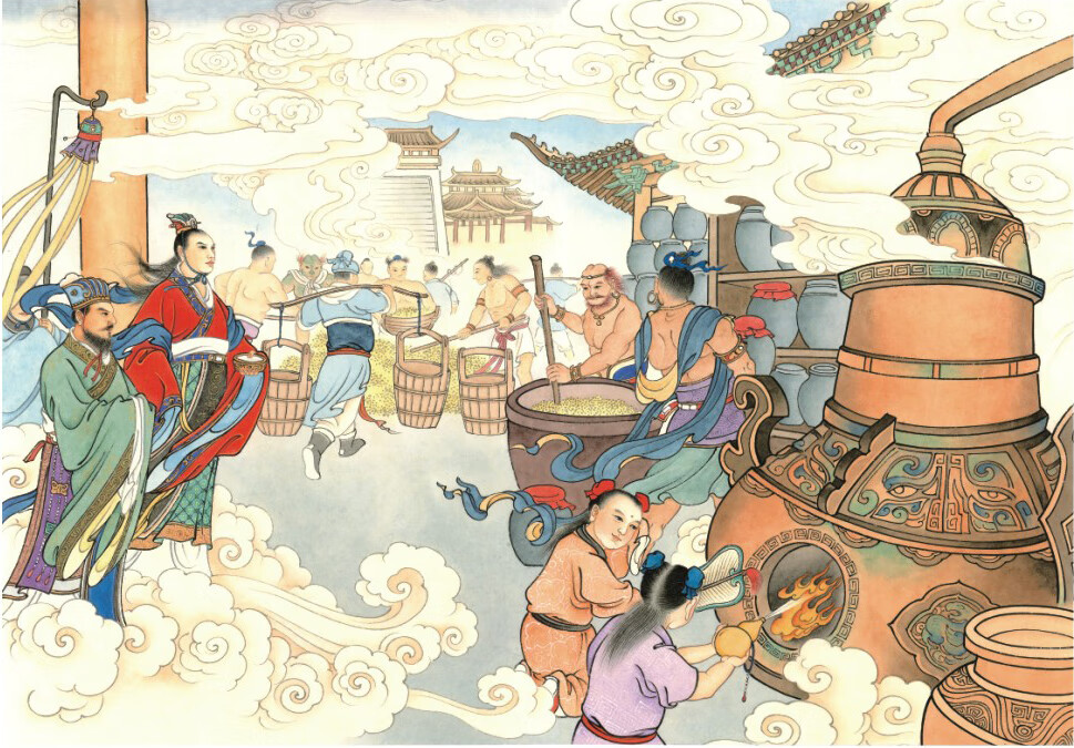 酒文化故事：酒仙传奇（酒仙出世）（彩绘 宣纸）详情图