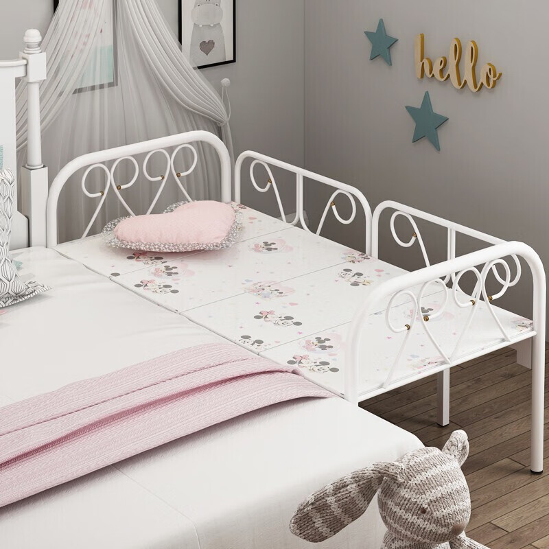 屹曼尚冉儿童床折叠床床带护栏拼接床边床公主床单人小孩床加固睡卡通