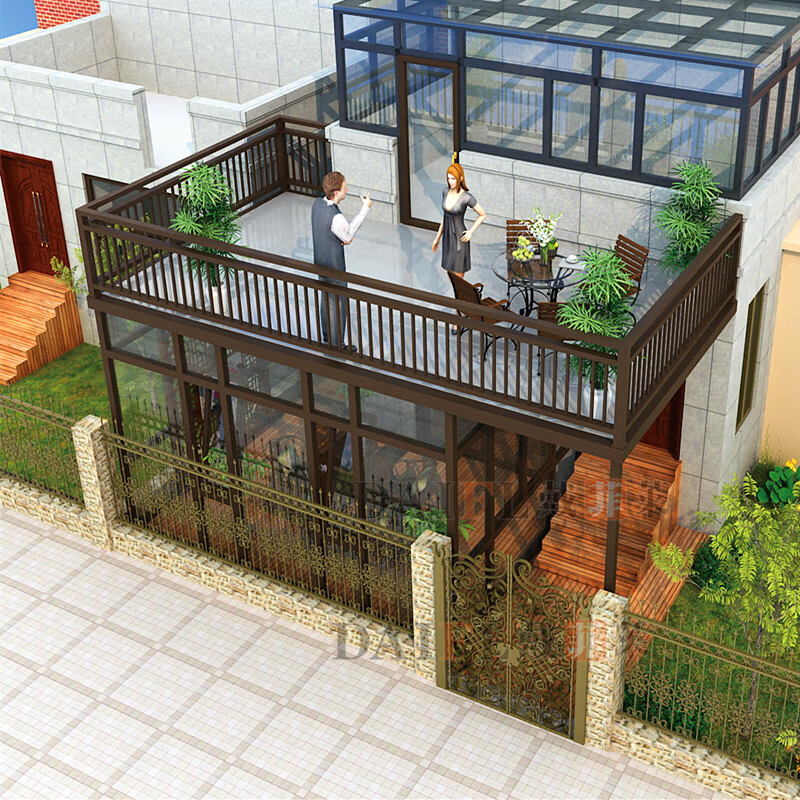 戴菲莱铝合金钢结构别墅阳光房露台平台封阳台庭院花园断桥铝密封隔热