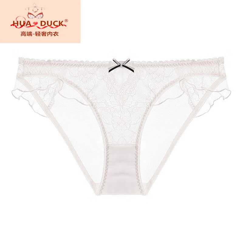 hua · duck轻奢侈女士性感蕾丝边透明诱惑网纱女内裤低腰三角裤大码