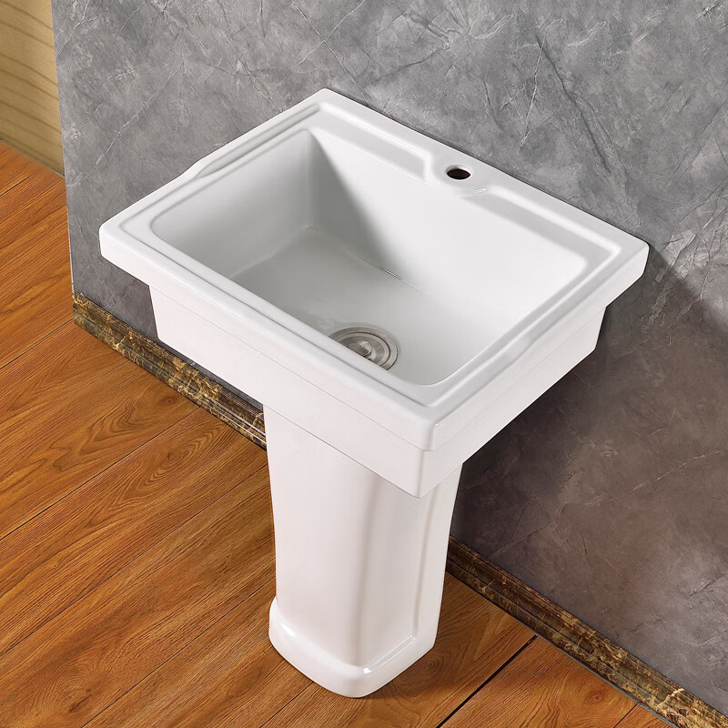 好亿家(HAOYIJIA)陶瓷立柱洗衣盆洗菜池落地洗手盆阳台洗脸盆柱盆老式大号洗涤槽 大号5062款 槽+柱+下水器