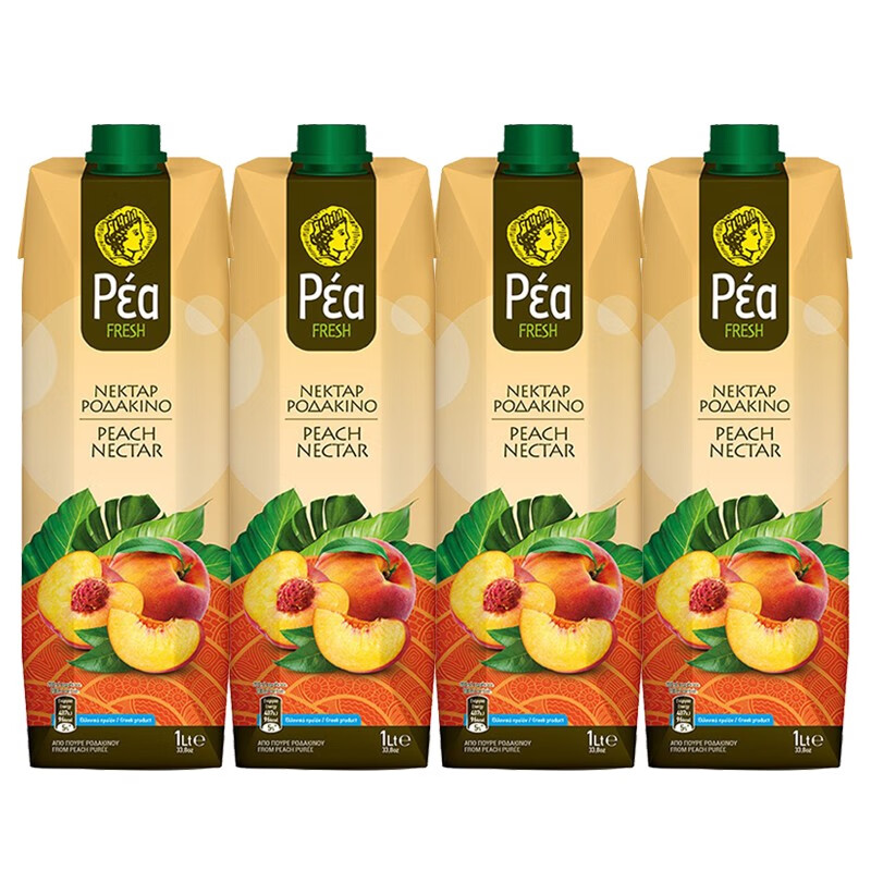 葩莉亚【临期促销】希腊原装进口桃子汁果蔬汁 饮品果汁饮料 1L大瓶装  桃汁1L*12盒（到2026/5/19）