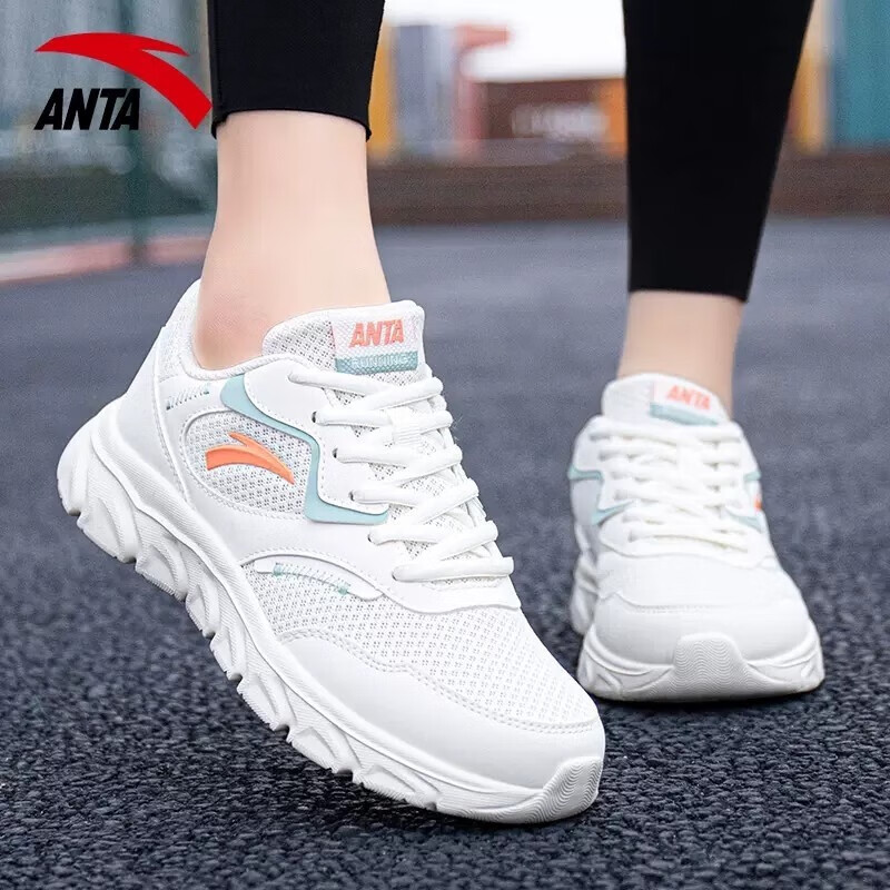 安踏(anta)女鞋运动鞋女春季鞋子女休闲鞋女轻量跑鞋减震白鞋 象牙白