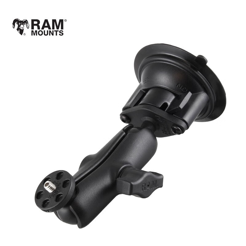 RAM车载吸盘运动相机支架标准1/4螺纹设备通用拍摄记录户外越野支架单吸盘-小法兰云台-9厘米连杆