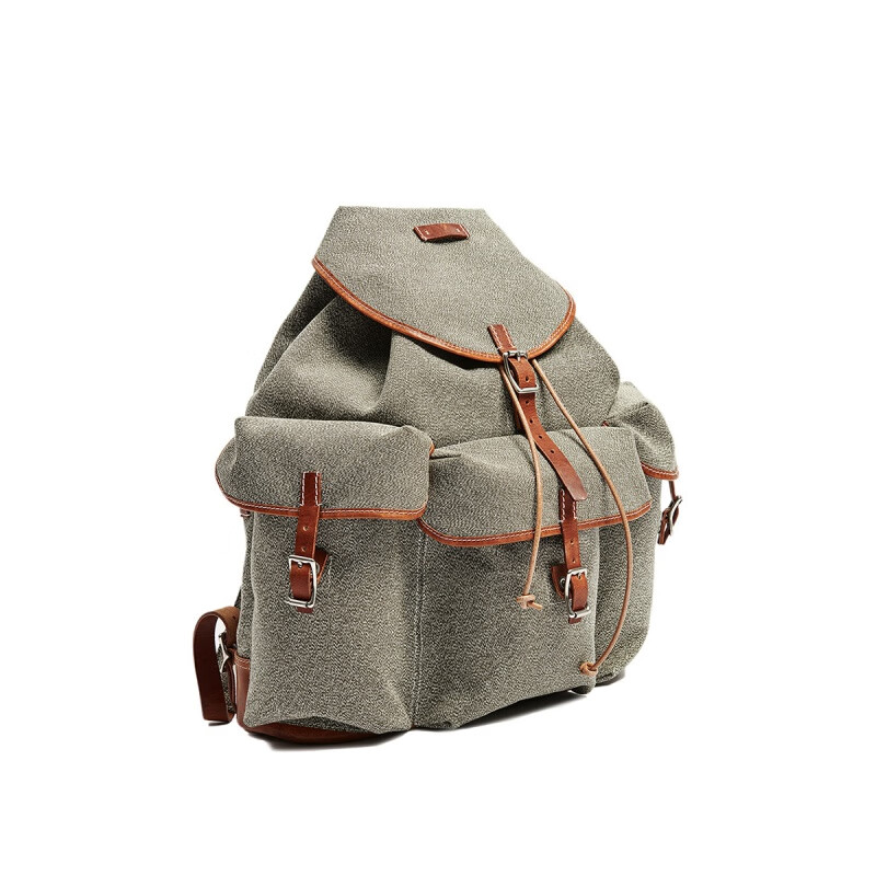 茶芯牛皮底美国talon拉链 多功能户外双肩包 胡椒盐面料 泰庆茶芯皮c1