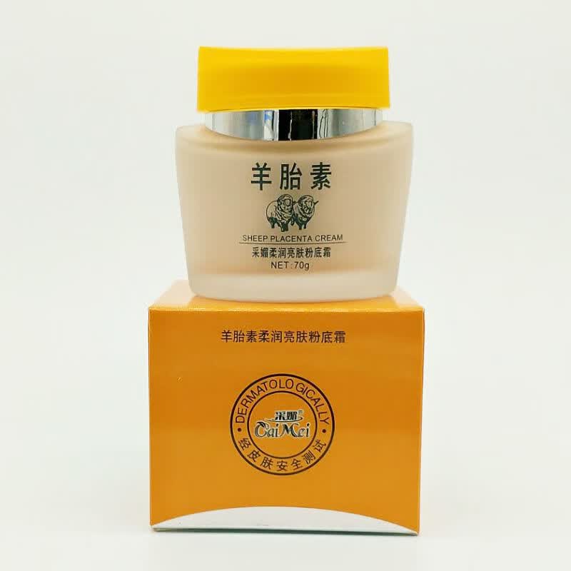 采媚羊胎素面霜保湿霜补水滋润抗皱嫩白粉底霜护肤品学生 柔润亮肤粉底霜(1瓶)70g