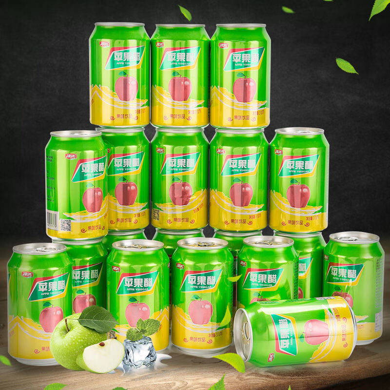 苹果醋果味饮料310ml*6罐饮料夏季苹果汁醋味果饮料整箱 24罐(钜划算)