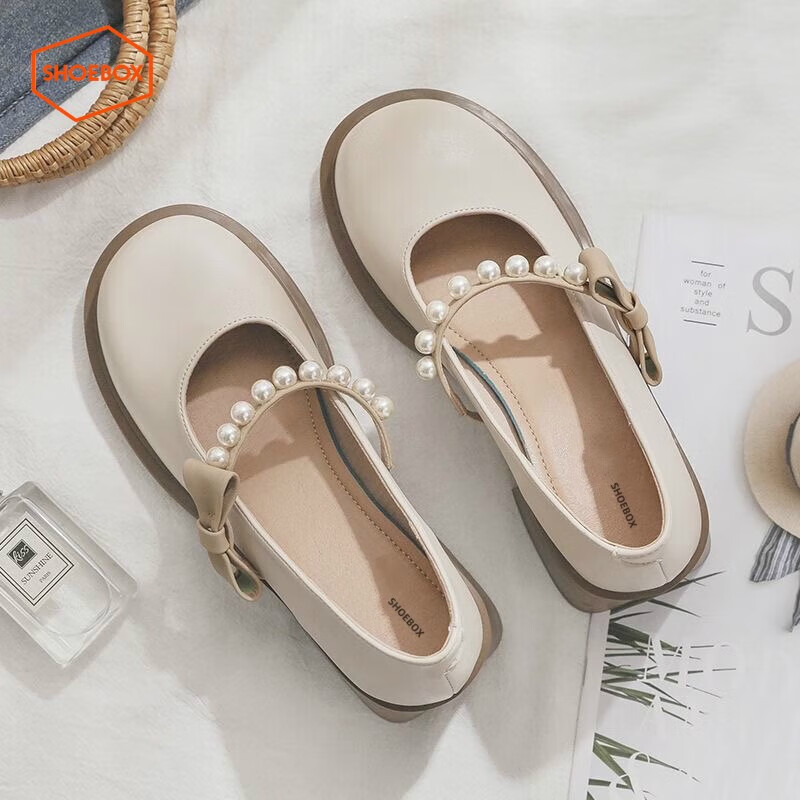 鞋柜达芙妮集团旗下玛丽珍女鞋2024新款单鞋女厚底小香风中跟乐福皮鞋