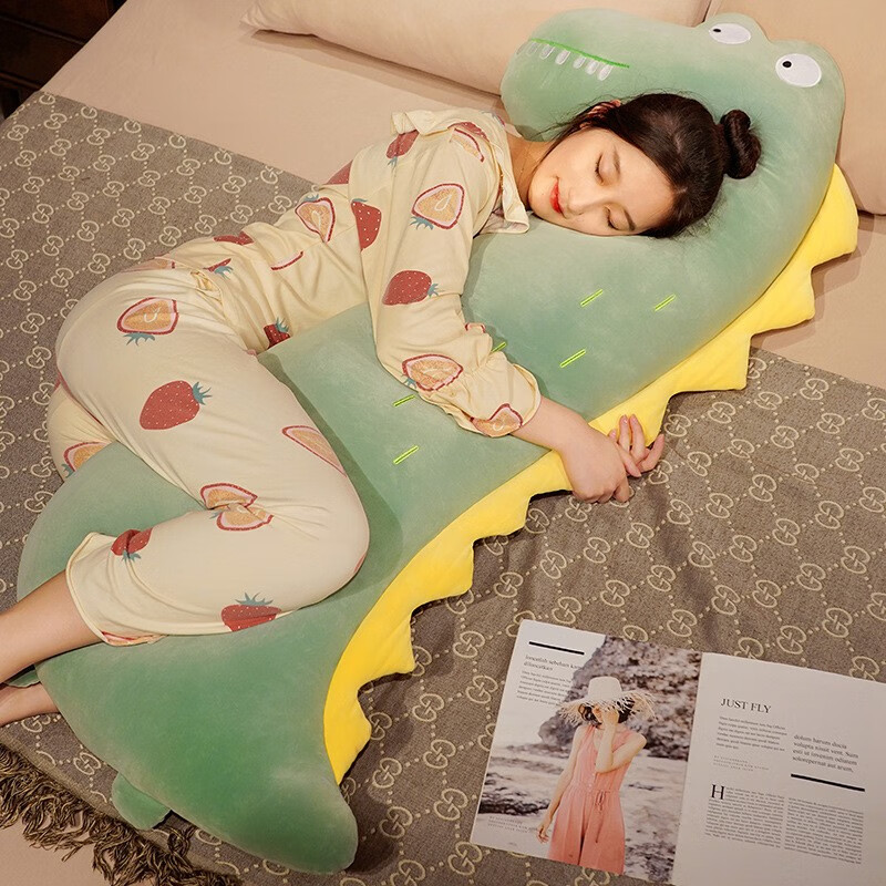 女生睡觉床上夹腿侧睡枕头卧室男生款大靠枕床头靠垫枕头 绿色鳄鱼 1
