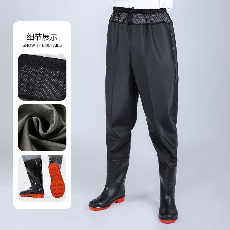 葛诺打渔郎下水裤超轻加厚齐腰下水裤水库皮叉防水衣服雨裤带雨鞋水鞋