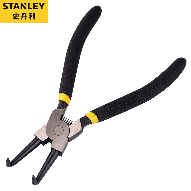 史丹利（STANLEY）卡簧钳德式穴用弯口内卡挡圈钳卡环钳子孔用弯头5英寸 84-446-23