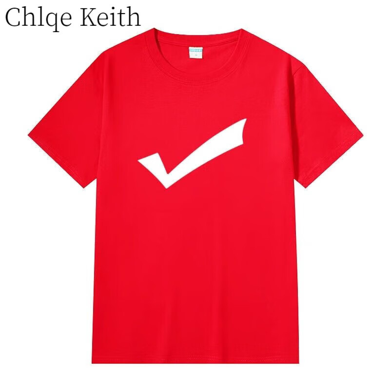 chlqekeith2023考的全对中考加油中高考必胜短袖t恤对勾红色送考服