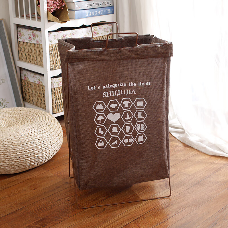 mexueer防水棉麻洗衣篮脏衣篓衣服收纳筐日式简约铁支