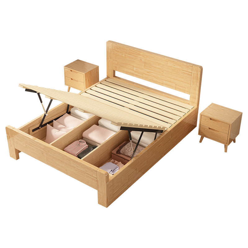 起凤 床实木床橡木现代北欧双人床1.8m主卧原木单人床 单床（颜色备注） 1200mm
