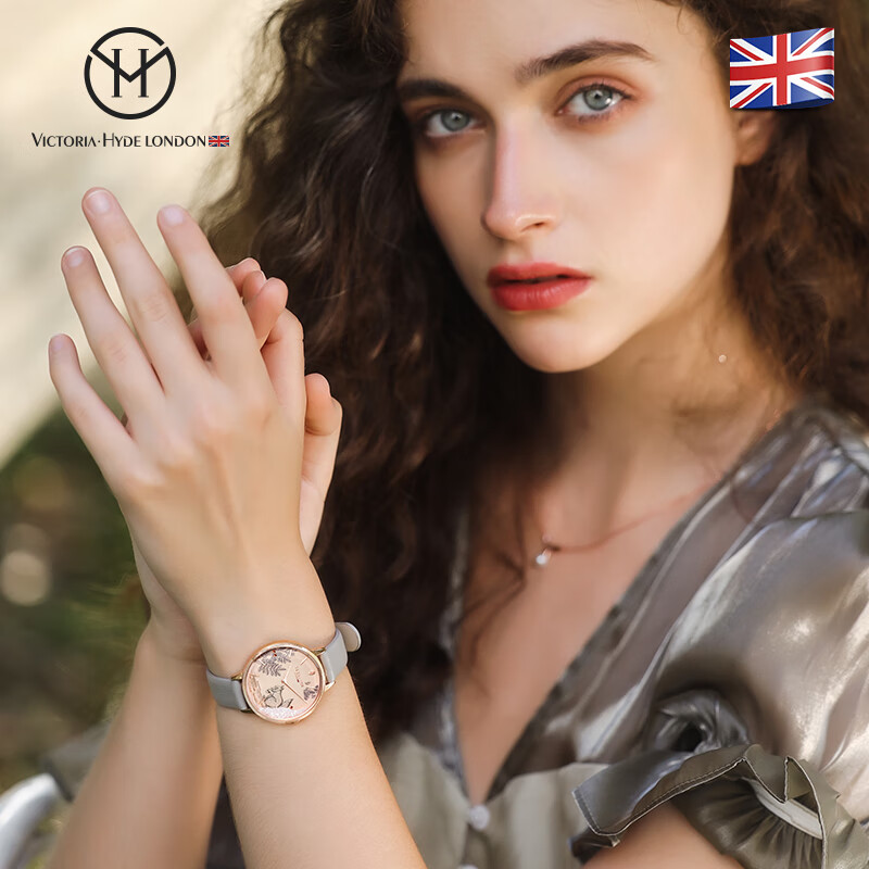 VICTORIA HYDE 女士手表森林童话公主风vh女表卡通学生个性石英腕表维多利亚海德送女生礼物 灰色VH1047F