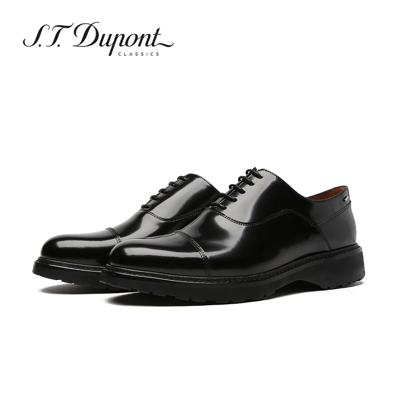 S.T.Dupont都彭牛津鞋男鞋透气亮皮厚底新郎婚鞋英伦风皮鞋XL轻底E31215309 黑色 41欧码