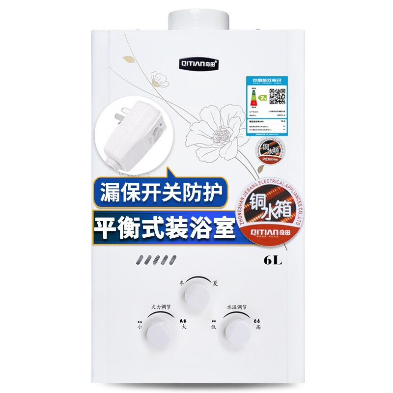 奇田(qitian)平衡式燃气热水器家用 平衡式热水器燃气 铜水箱 6l -6p2