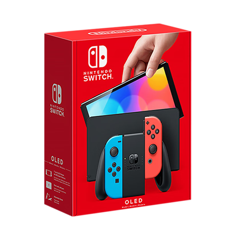 任天堂（Nintendo）Switch OLED日版/港版游戏机续航加强版ns体感掌机便携家用主机 日版OLED红蓝64GB+健身环（保税仓）