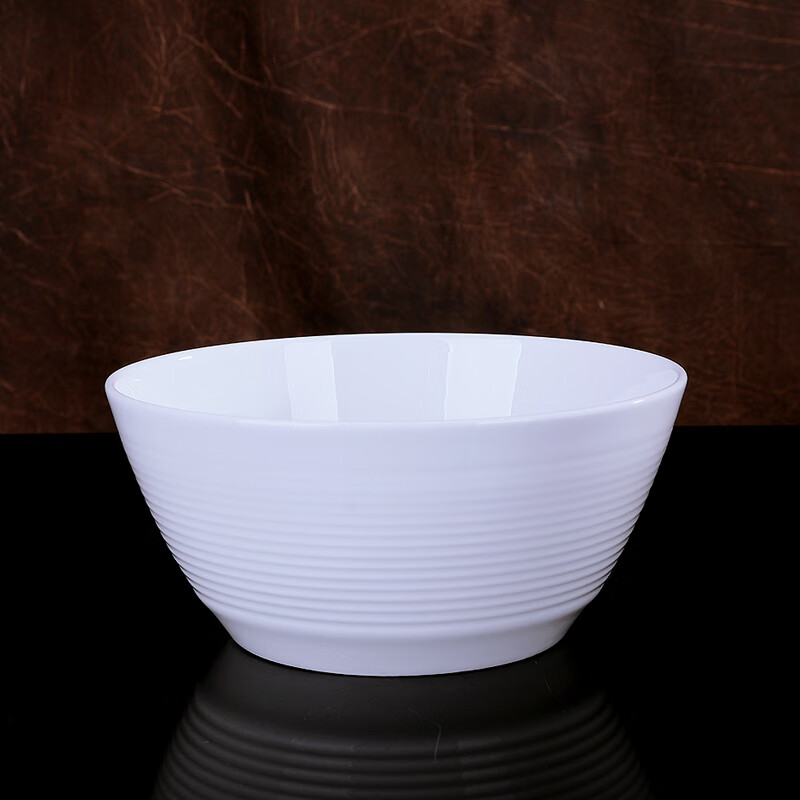 锦秋堂 景德镇陶瓷器 中式纯白釉 骨瓷餐具碗 釉下单碗 米饭碗 散件任意 7.5英寸螺纹盘