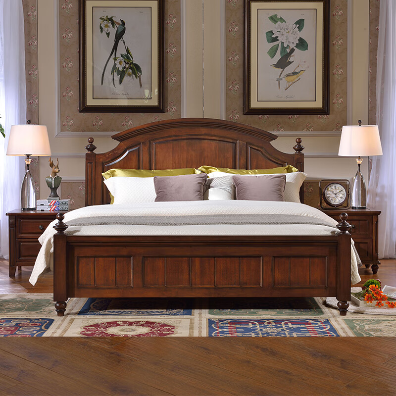8米现代箱体1米5床架卧室家具 公爵实木床1#【fas级】北美鹅掌楸木